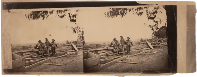 3 Reb Pris [atrás] atrás de B [reast] obras, 1863 (foto sépia)